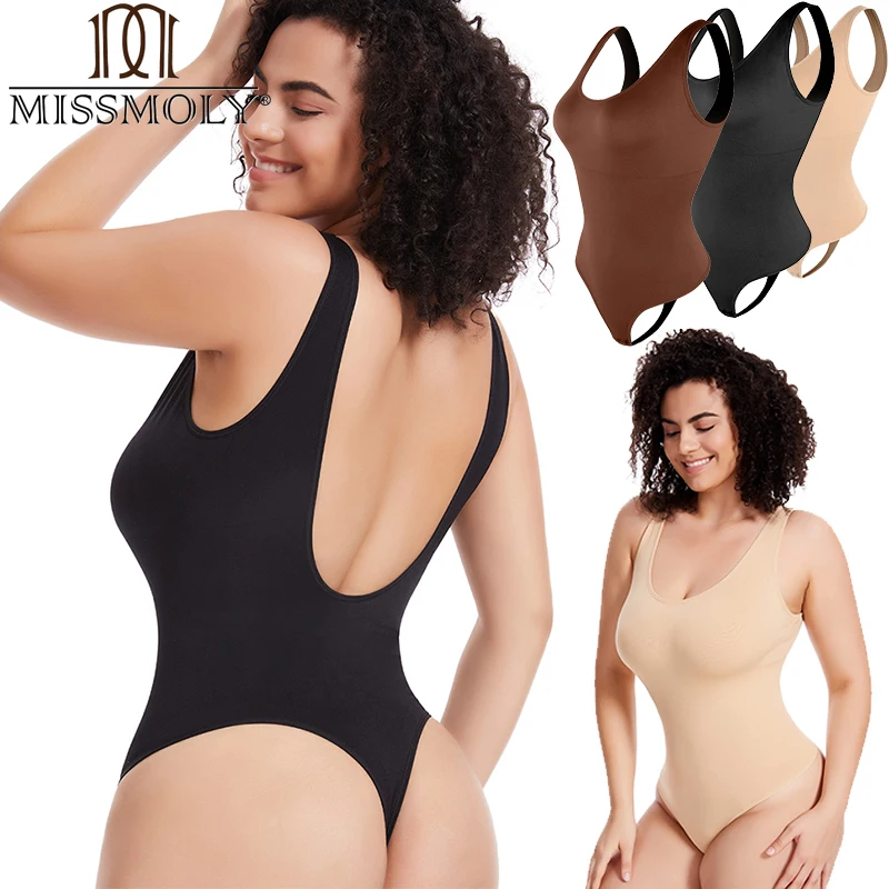 MISSMOLY Backless Bodysuits Shapewear Thong  for women Tank Tops Waist Trainer Open Back Corset Invisible Slim Body Shaper