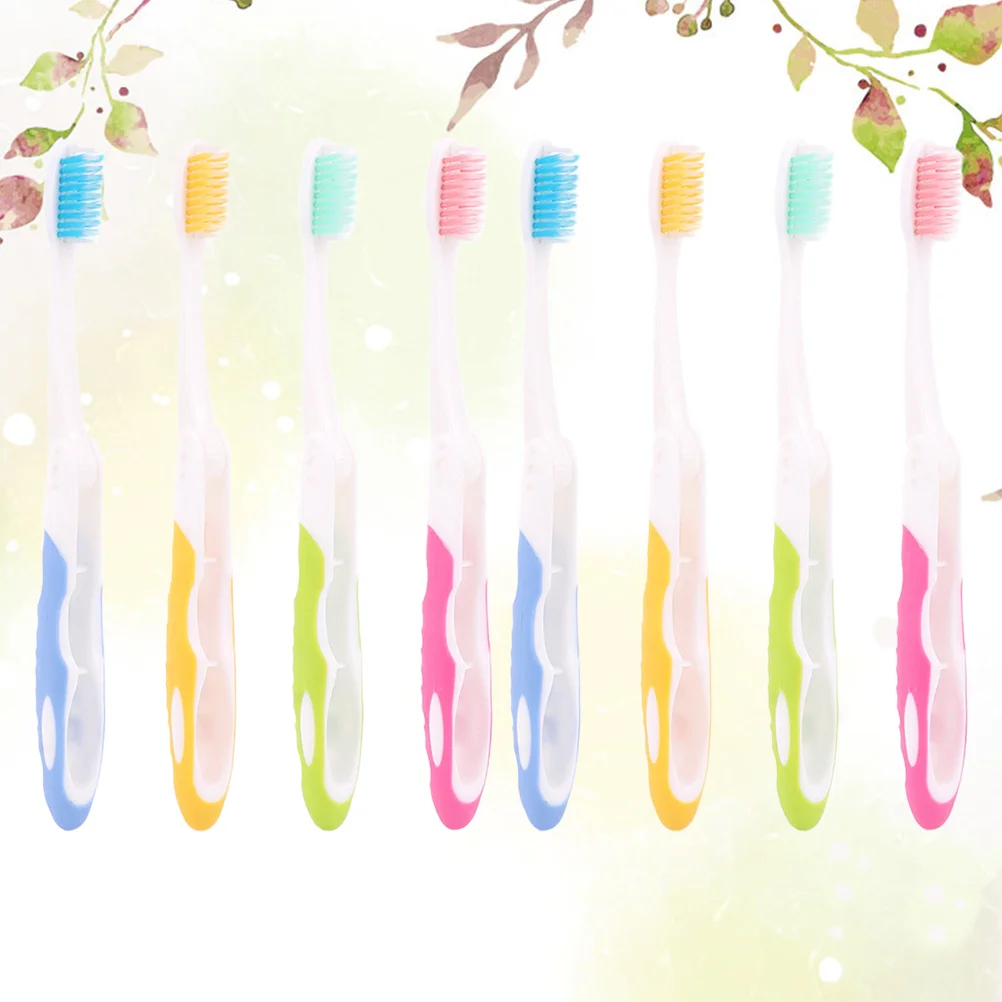 

8Pcs Foldable Travel Toothbrush Bristle Oral Care Tool Anti-Slip Long Handle Easy Carry Travel Toothbrush Bristle Toothbrushes