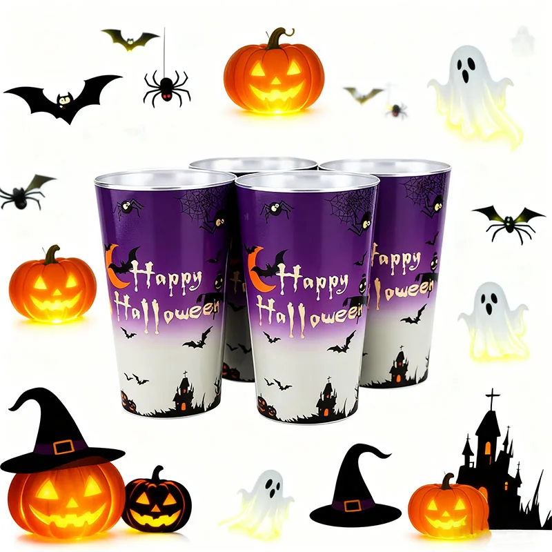 كوب ألومنيوم مضيء 450 مل للهالوين المتوهج - كوب مشروب الهالوين السعيد المخيف، خفيف الوزن وقابل لإعادة الاستخدام للحفلات والخدعة أو العلاج #5