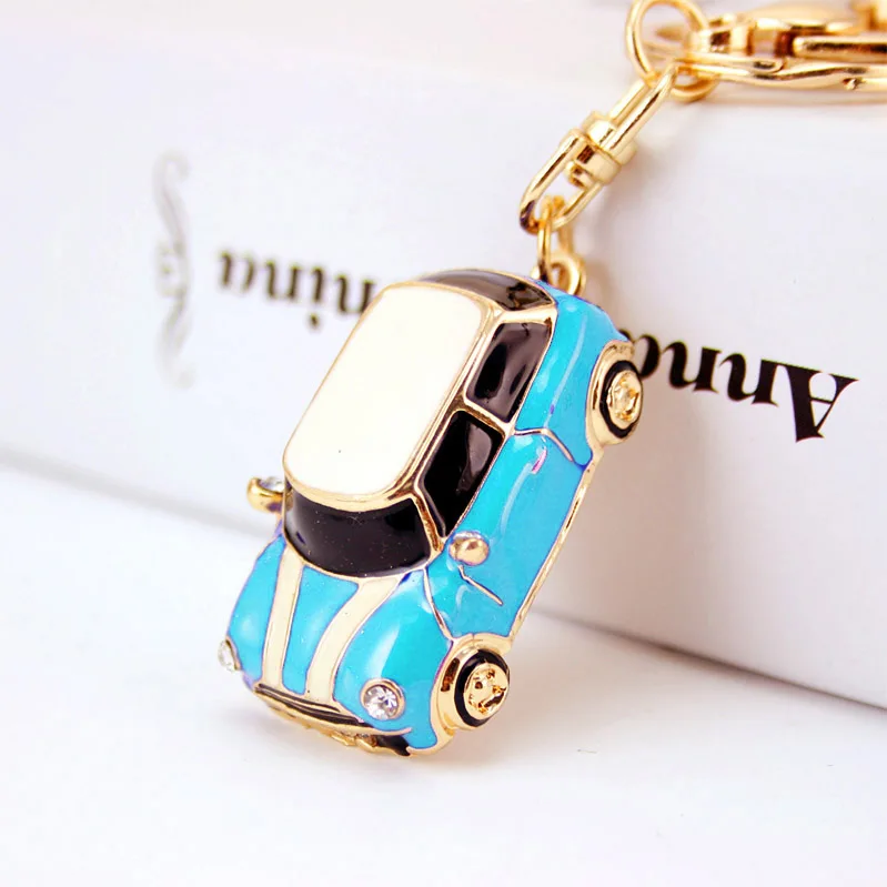 Dalaful Cute Enamel Car Key Chains Holder Crystal Rhinestone HandBag Pendant Fashion Keyrings Keychains K242