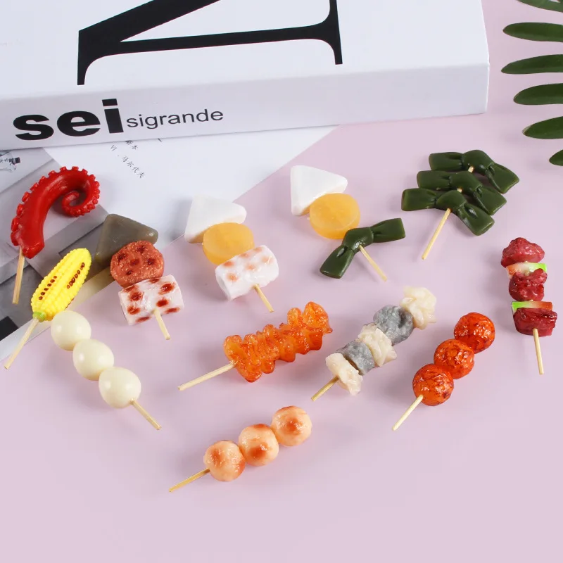 Beadsnice Pvc Realistic of Food Keychain Grilled Meat Corn Balls Skewer Seafood Food Keychain Mother's Day Children's Day Gifts