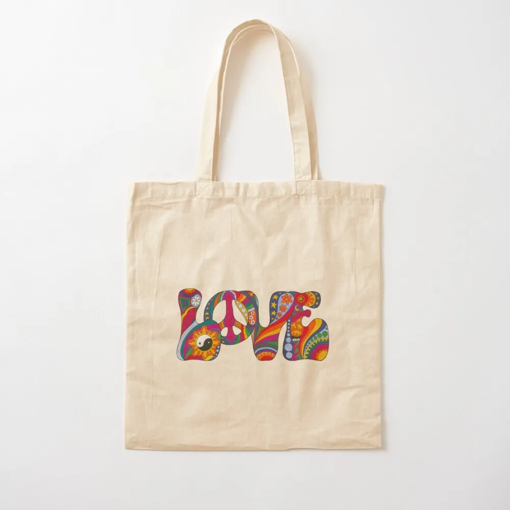 Psychedelic Love Tote Bag reusable grocery bags free delivery bags cloth bag woman