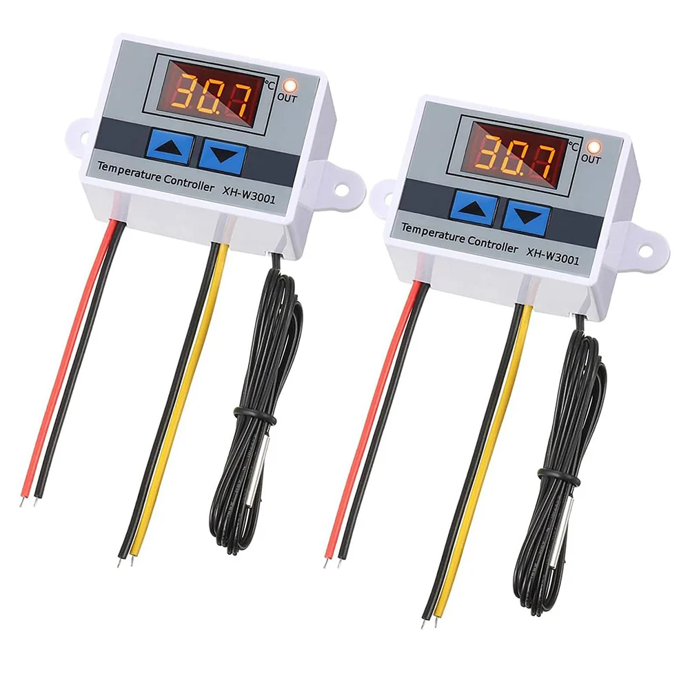 2PC For XH-W3001 Thermostat Switch Digital LED Temperature Controller With Waterproof Probe Heating Cooling Mode Thermoregulator