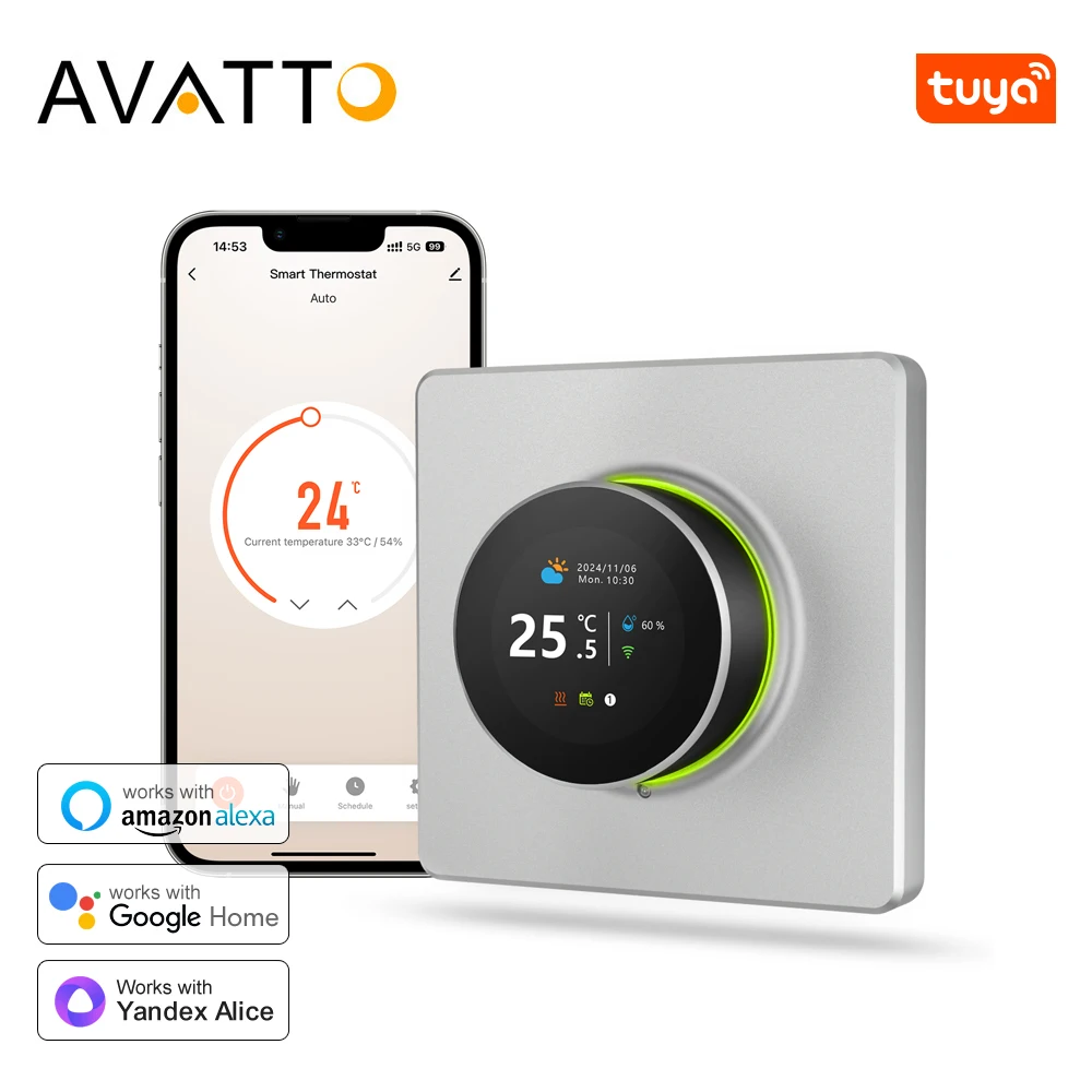 

AVATTO Tuya WiFi Smart Knob Thermostat Electric Heating Water Gas Boiler Smart Temperature Controller For Alexa Google Home