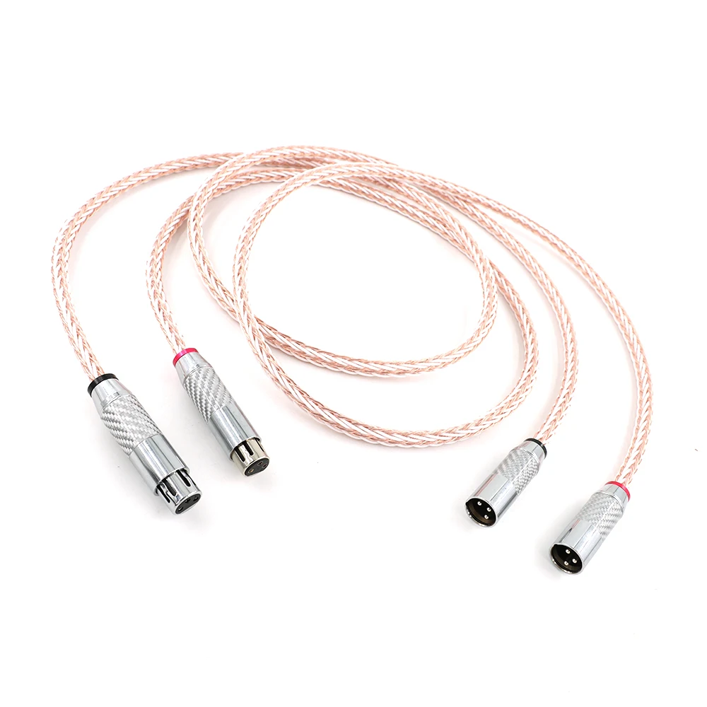 8TC HiFi Hi-End Single Crystal Copper AV Main Speaker Cable  With Carbon Fiber XLR Plug, OCC Copper Wire Cable