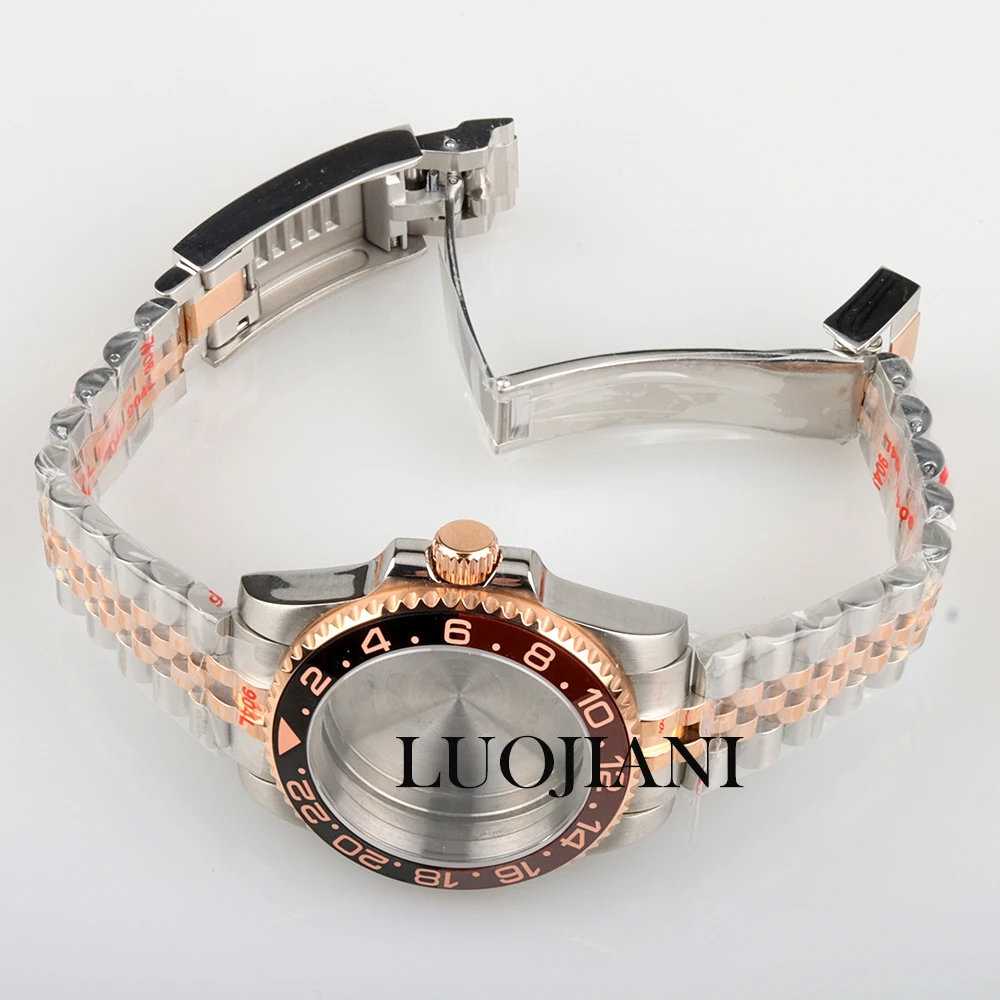 Rose Gold Silver NH35 Case Jubilee Bracelet Sapphire Glass Waterproof for NH34 NH35 NH36 movement 28.5mm dial SUB Watch Case