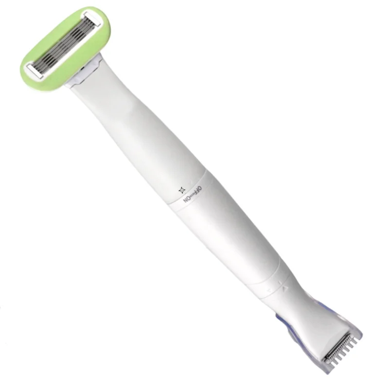 

Silk Smooth Razor Pubic Hair Trimmer for Women 2 in 1 Bikini Shaver Lady Wet Dry Body Groin Hair Remover Female Intimate Clipper