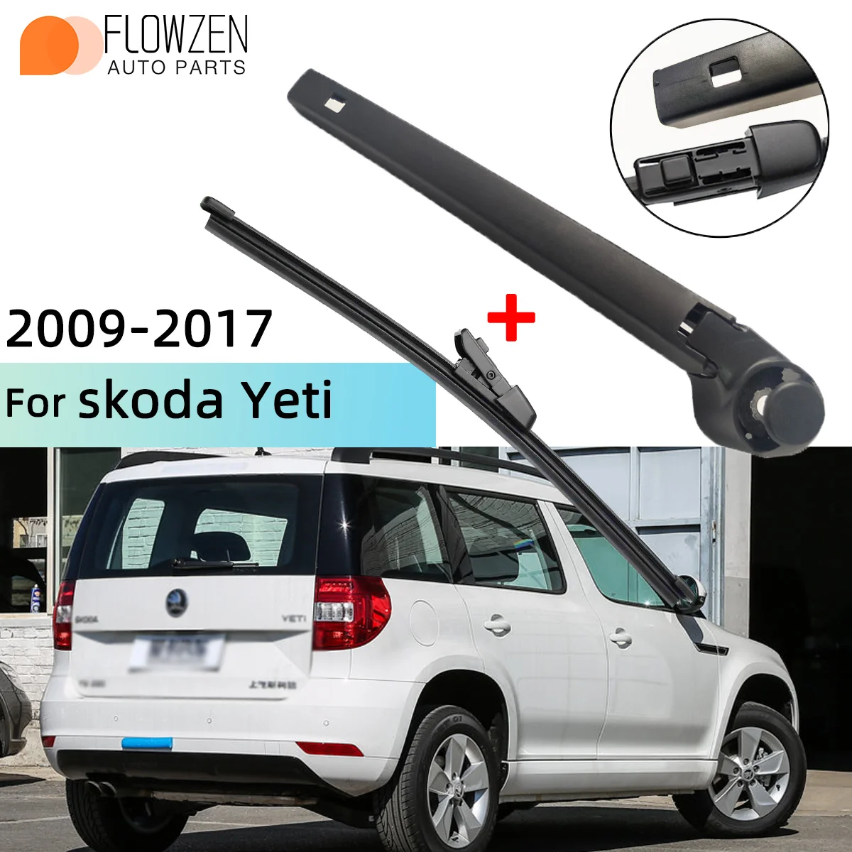 Heckscheibenwischerblatt-Wischerarm-Set für Skoda Yeti 2009–2017, Windschutzscheibenwischer, Bürsten, Reinigungszubehör