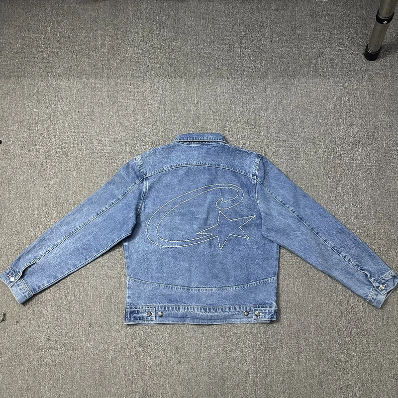 

Повседневная свободная джинсовая куртка Jaet Youth Faion Street Vibe с вышитым логотипом ветрозащитная длинная верхняя одежда све для подростков весна-осень