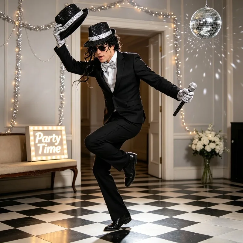 Disco Costume Accessory Set with Sparkling Texture Perfect Decoration for Halloween Parties and 80s Themed Celebrations