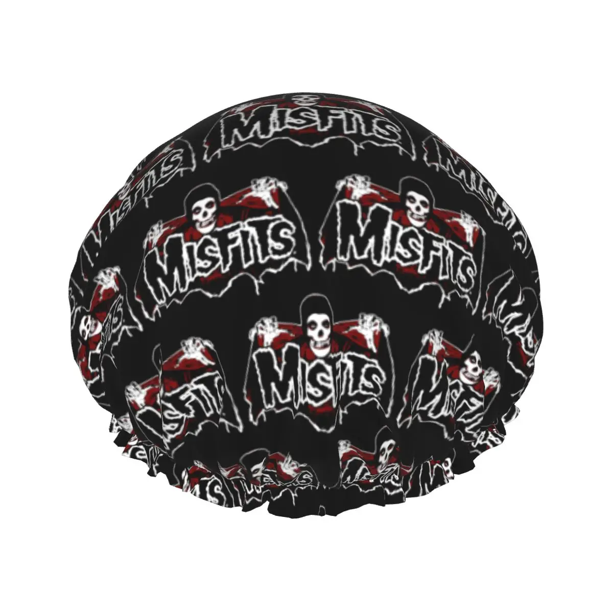 Custom Punk Rock Band Misfits Shower Caps for Women Reusable Waterproof Quick Drying Bath Hair Cap