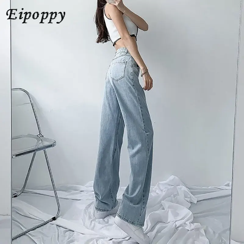 Jeans Hose mit weitem Bein Damen hose mit hoher Taille für Damen Frühlings-und Sommer jeans Frauen zeigen dünne, gerade Jeans hose