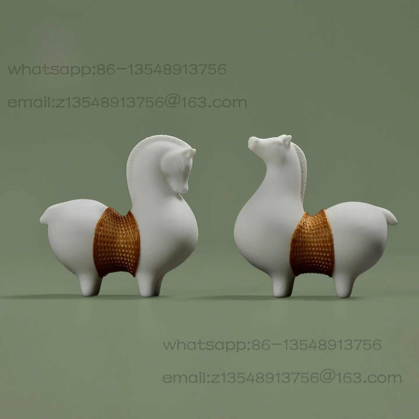 Bamboo Silk Buckle Porcelain Ornament Tea Pet White Horse Birthday Gift Business Gift