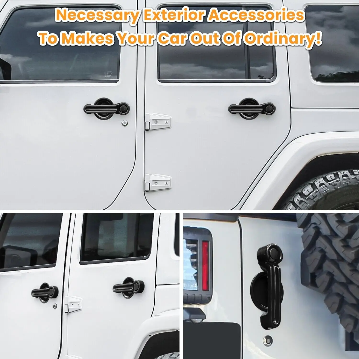 15PCS Exterior 4 Door Handle Tailgate Handle Trim Handle Recess Guard Bowl For Jeep Wrangler JK JKU 2007-2018 Door Handle Cover