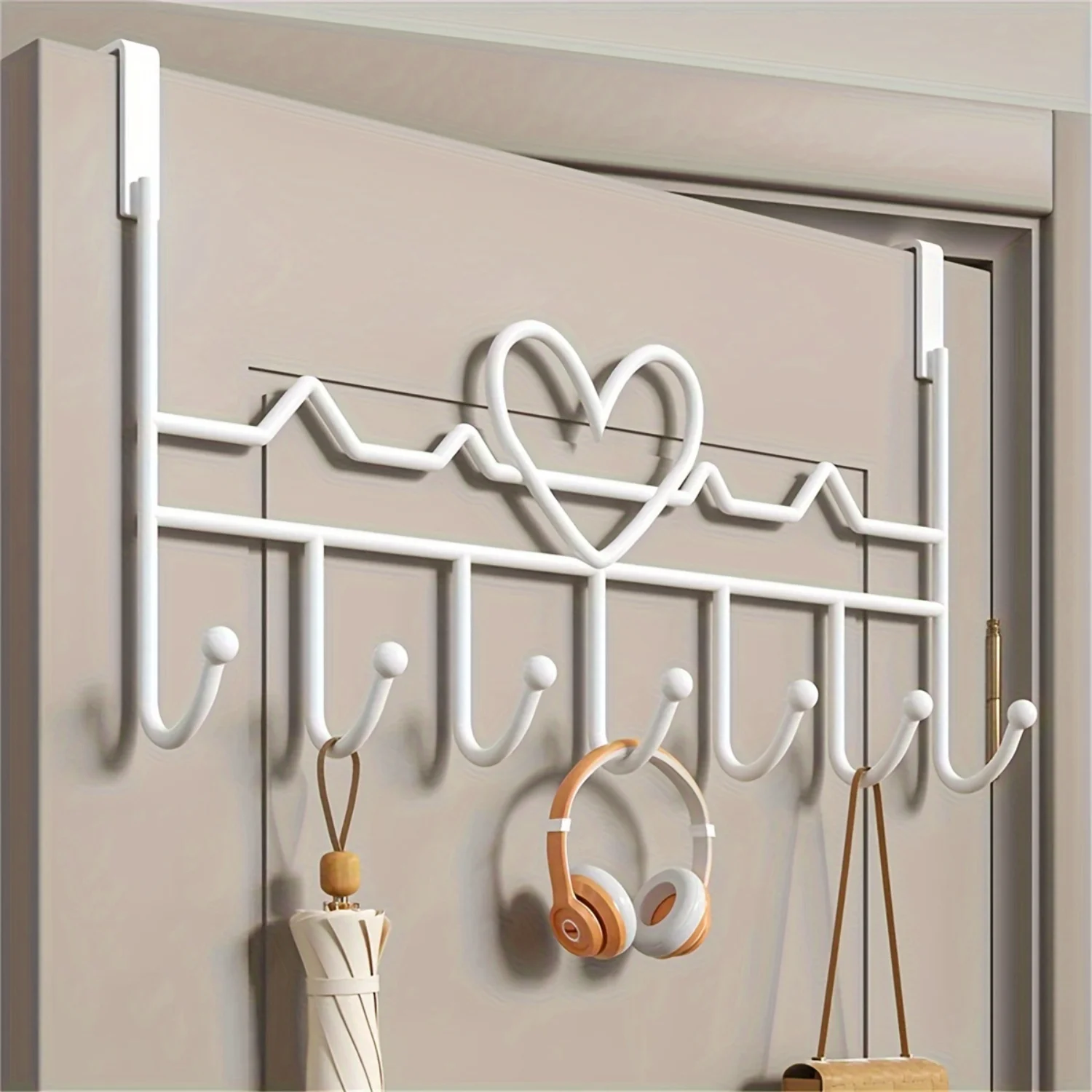 Over The Door Metal Hanging Rack With 7 , Fashionable 10.64\