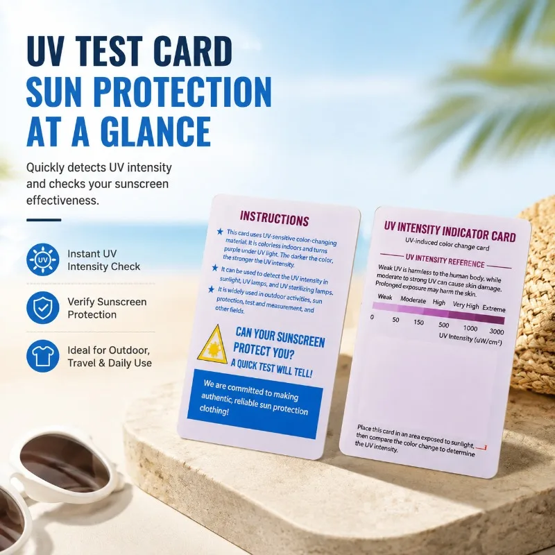 UV Sensing Test Card PVC Printed Hanging Tag Detect Sunlight Radiation for Sun‑Proof Apparel Accessory Monitor Ultraviolet