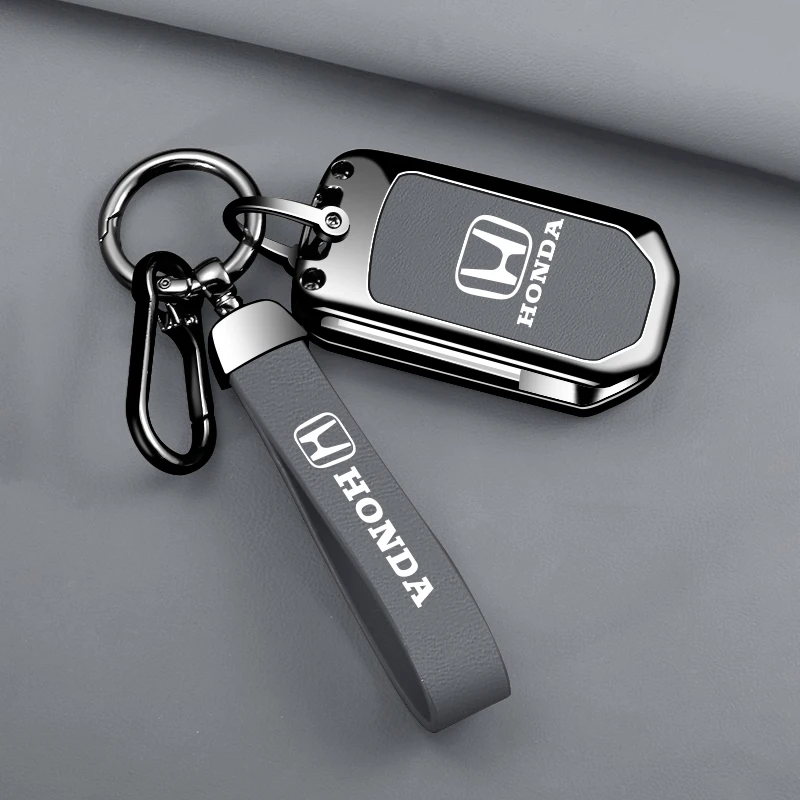 

Leather Zinc Alloy Car Key Case Cover Shell Protection Fob For Honda Fit CRV Civic Insight Ridgeline HRV Jazz Accord Accessories