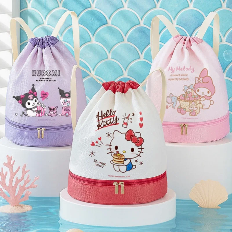 Sac de sport et de natation Sanrio authentique, étanche avec séparation sec/humide, portable pour activités de plein air et voyage