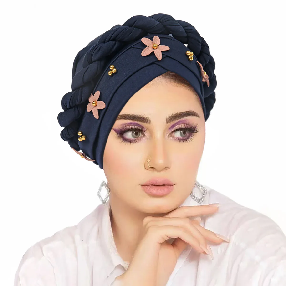 Neue Blume Perlen Chemo Kappe Frauen Muslimischen Geflecht Hijab Turban Indisches Kopftuch Motorhaube Hut Haarausfall Headwrap Schal Turbante Mujer