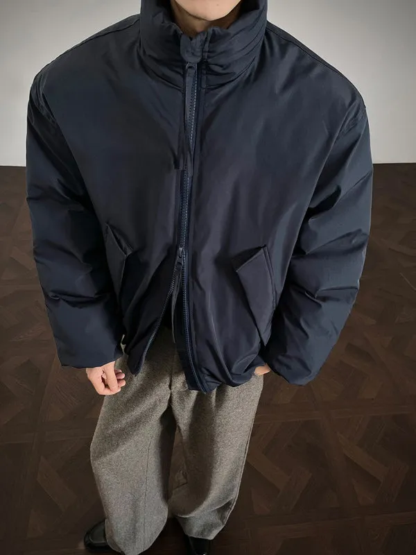 

Мужская хлопковая куртка свободного кроя с воротником-стойкой и застежкой-молнией, повседневная уличная одежда для пар, с узором снежинок