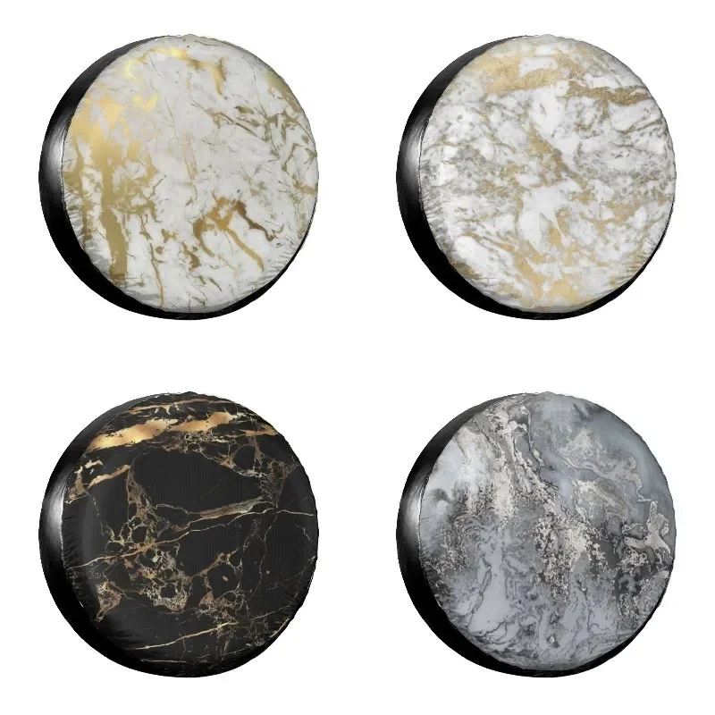 Golden Marble Spare Tire Cover for  Hummer Custom Modern Abstract Geometric Dust-Proof Car Wheel Covers 14