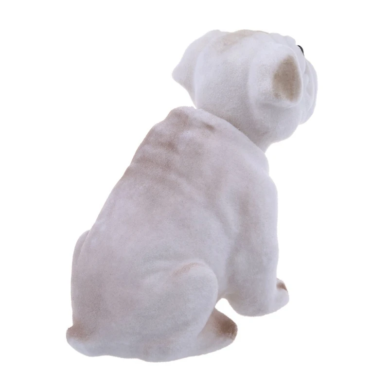 3X White Light Gray Shaking Head Nodding Bulldog Dog Decoration For Car