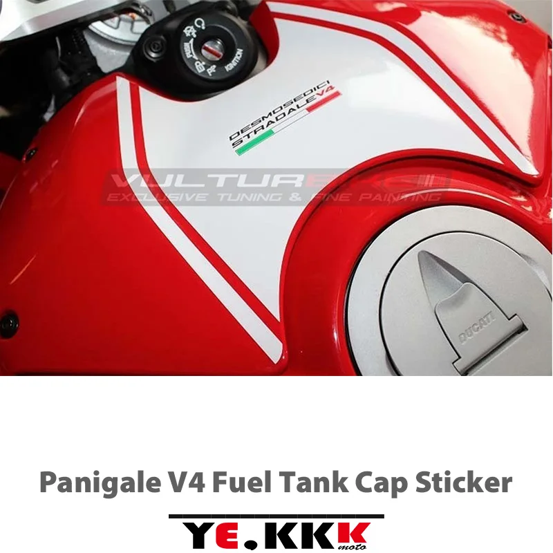 For DUCATI Panigale V4 Fuel Tank Cover Sticker Battery Cover Car Logo Large Line Letter Sticker Red Black Silver Matt Silver