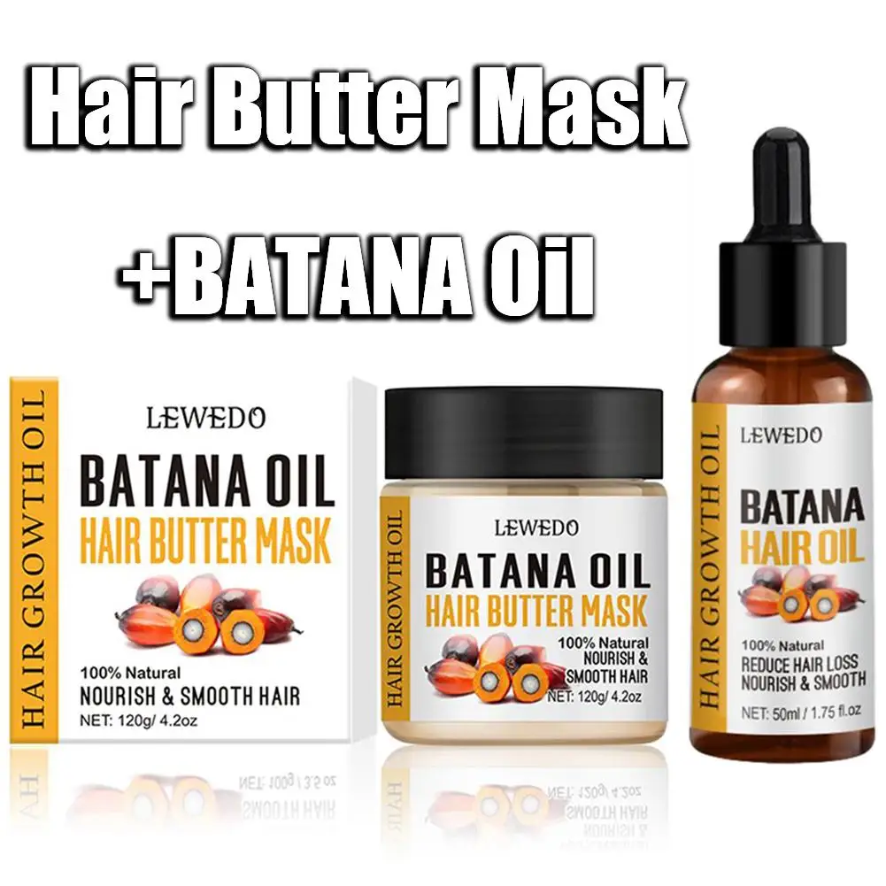 Natural Batana Oil and Batana Butter Hair Mask Set Treatment Deep Conditioner for Dry Damaged Hair and Growth Nourishing & Smoot