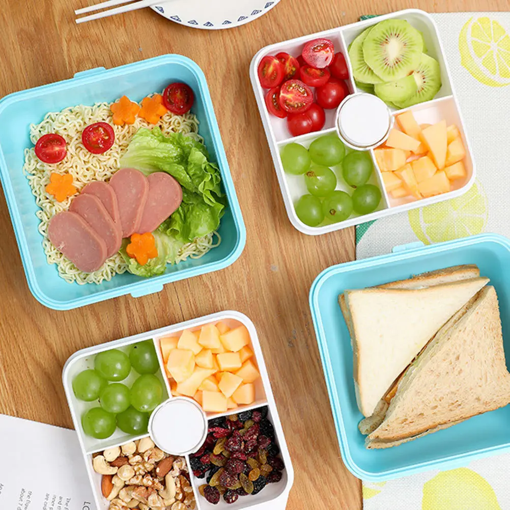 

1Pcs Creative Bento Box Plastic Lunch Container Blue Preservation Food Storage Case Outdoor Practical