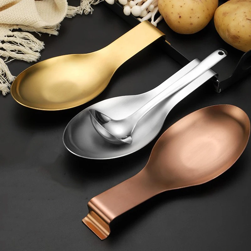 Fish Shape Stainless Steel Spoon Rest Food Clip Hot Pot Spoon Tray Hotel Restaurant Kitchen Utensil Holder Shelf Tray