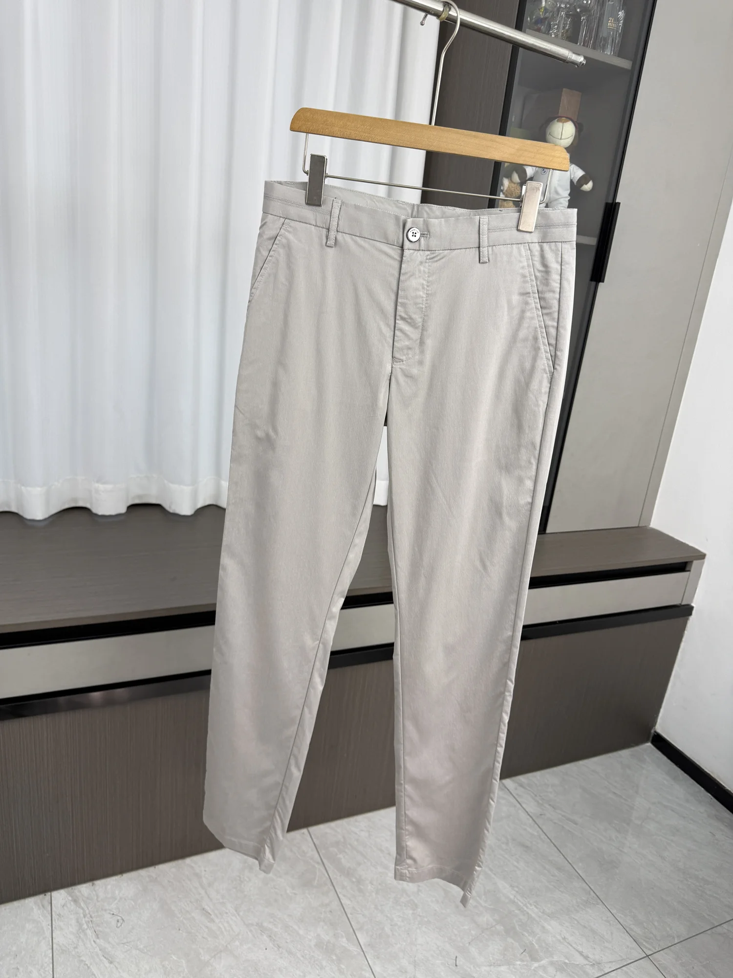 Smooth Anti-Wrinkle Business Casual Men's Loose Straight Leg Pants Breathable Comfortable Spring Summer Straight Tube Long Tr...