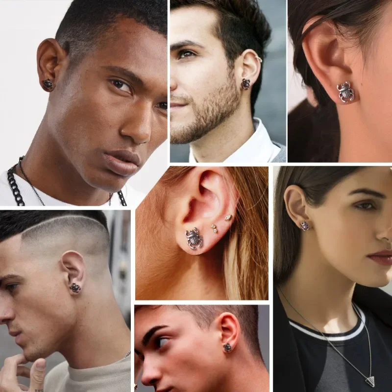 Stainless Steel Earrings Insect Beetle Stud Earrings for Men Women Dainty Accessaries Hot Sale Birthday Gifts for Friends