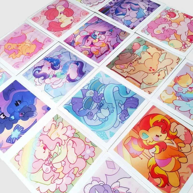 

Rainbow My Little Pony - Colorful Window Postcard + Paper-cut Lace Envelope Set Peripheral Handcrafted Model Gift Toys