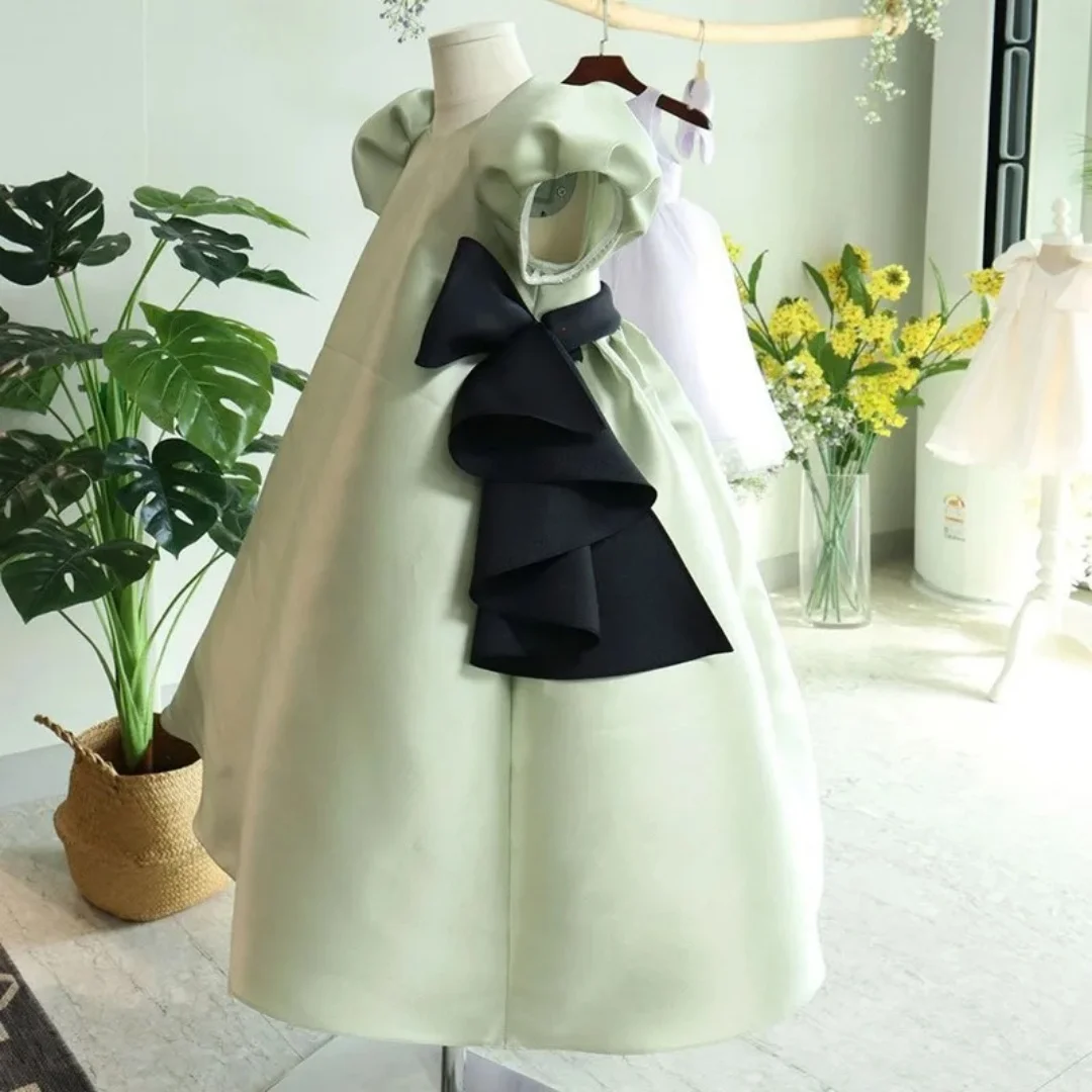 

Индивидуальное зеленое атласное платье для девочек на свадьбу, день рождения, выпускной, вечеринку, Первое Причастие