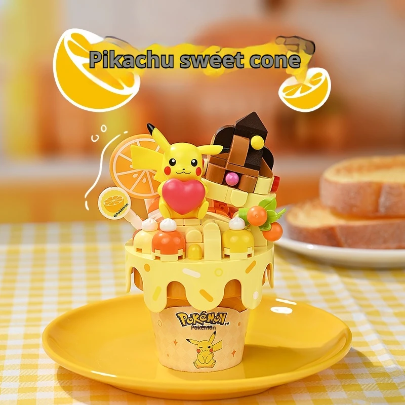 Nuevo Keeppley Pokemon bloque de construcción Pikachu Charmander Squirtle modelo juguete decoración del hogar lindo helado serie ladrillo juguetes regalos