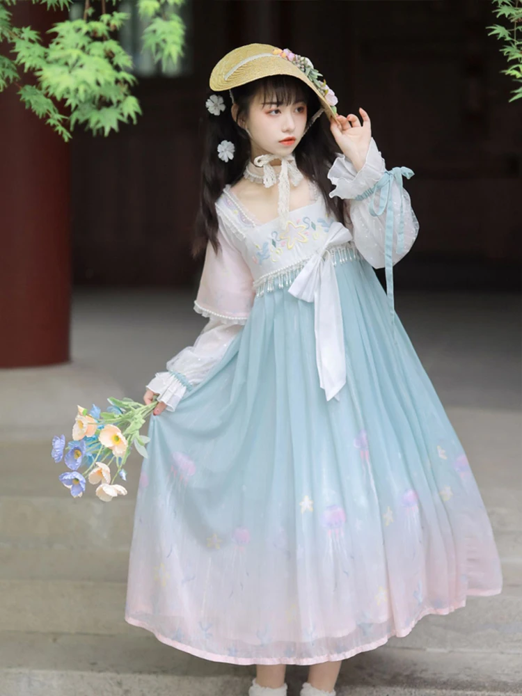 

Ancient Lolita Wind Kimono Hanfu Dress Summer Fairy Chinese Element Style Traditional Cosplay Skirt Dresses Costume Clothes