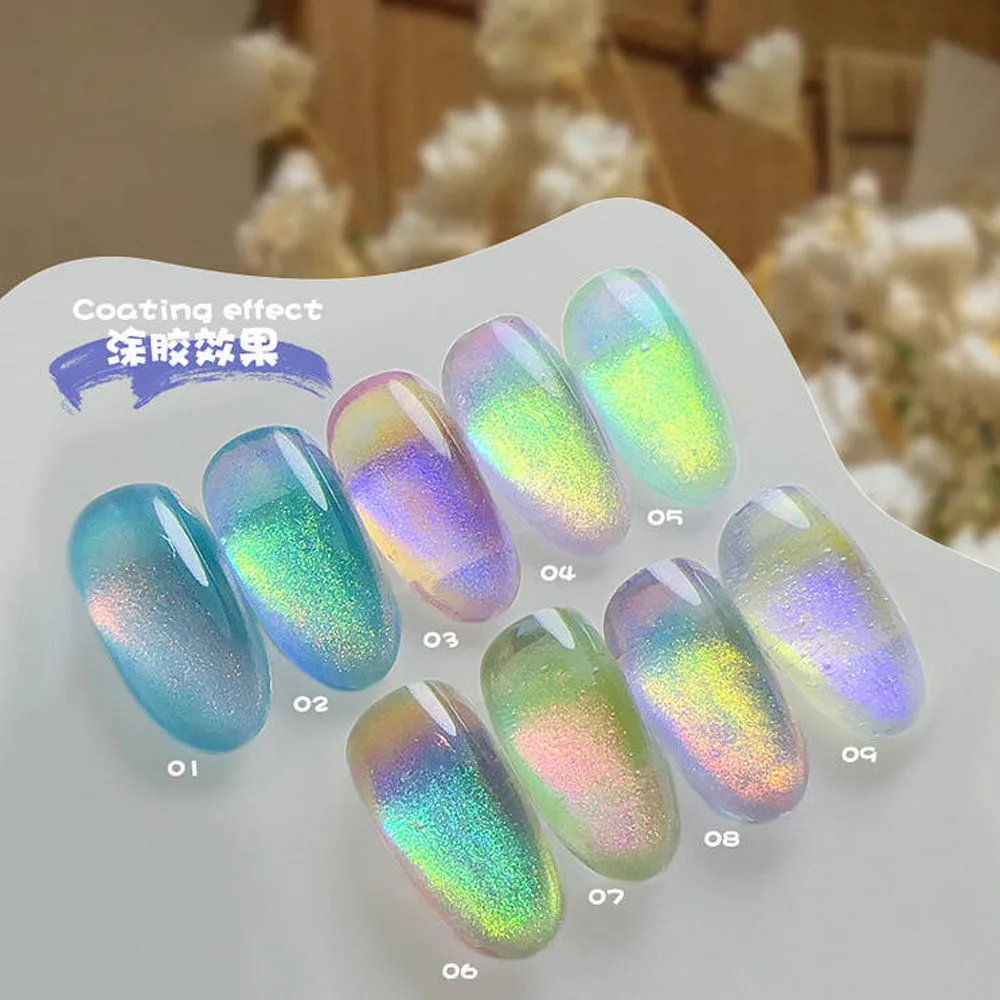 1Jar Aurora Chameleon Moonlight เล็บผงน้ําแข็งโปร่งใสนีออนเล็บ Chrome ผง DIY Mermaid Aurora Effect Nail Art Decor