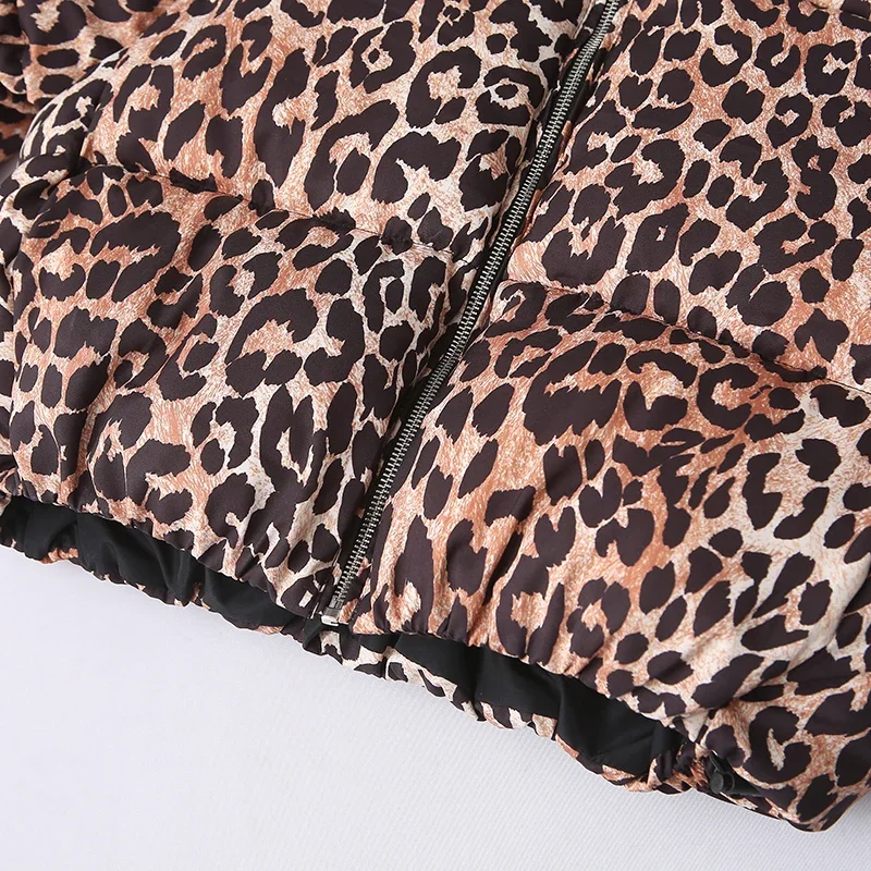 Women\'s Winter Vintage Leopard Print Cotton Jackets Coat Fashion Long Sleeve Parkas Female Outerwear Tops New in Coats Clothing