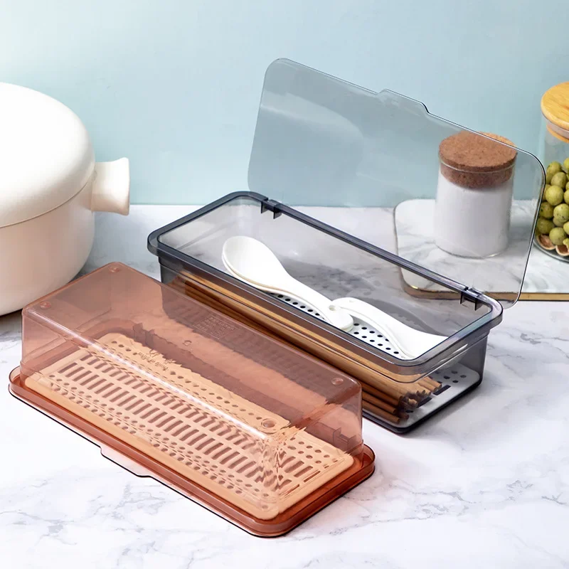 

Dustproof Chopsticks with Cover Tableware Storage Box Plastic Multifunctional Kitchen Chopsticks Spoon Barrel Drain Storage Rack
