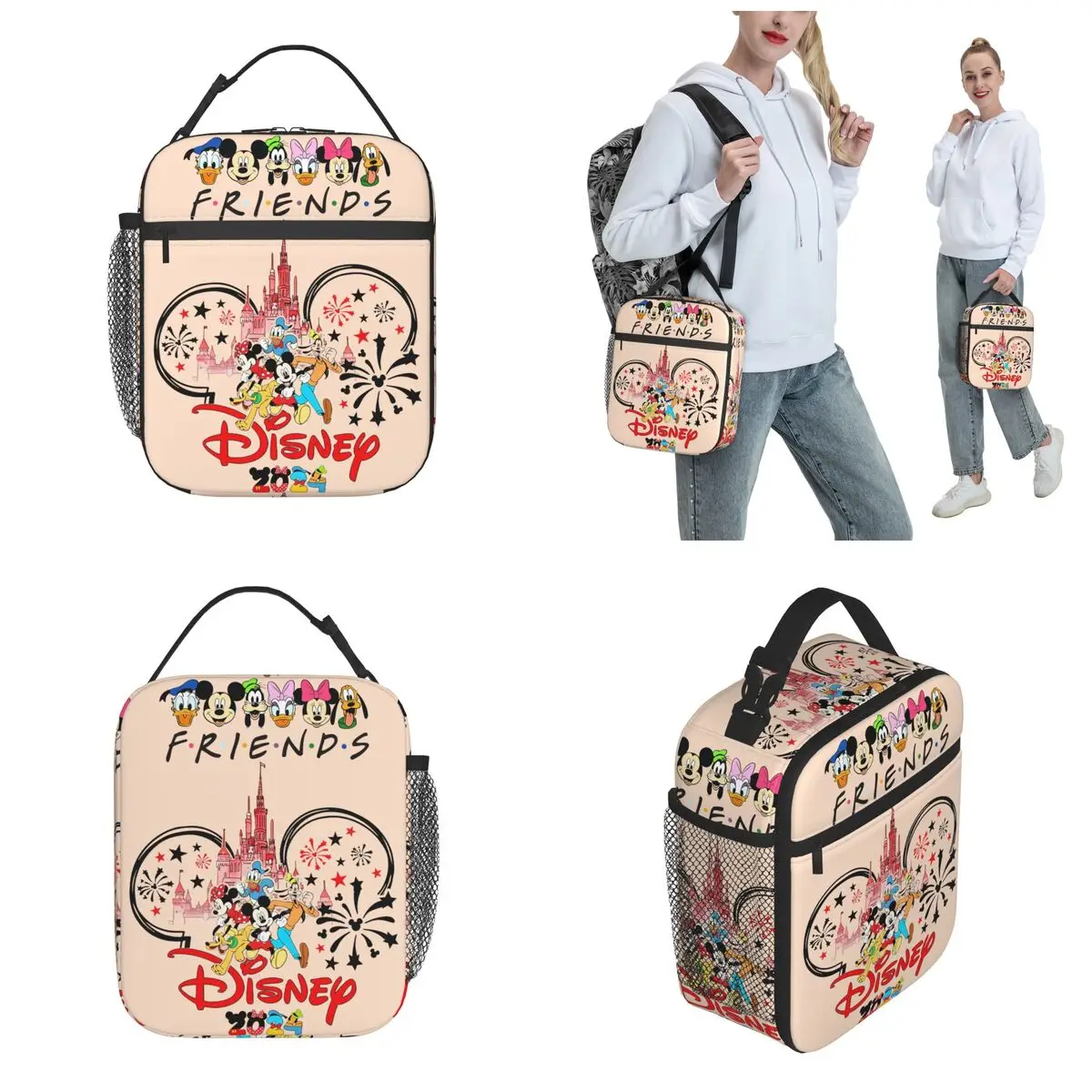 Minnie Mickey Mouse Accessories Insulated Lunch Bag For Kids Girls Boys Food Box Portable Thermal Cooler Bento Box