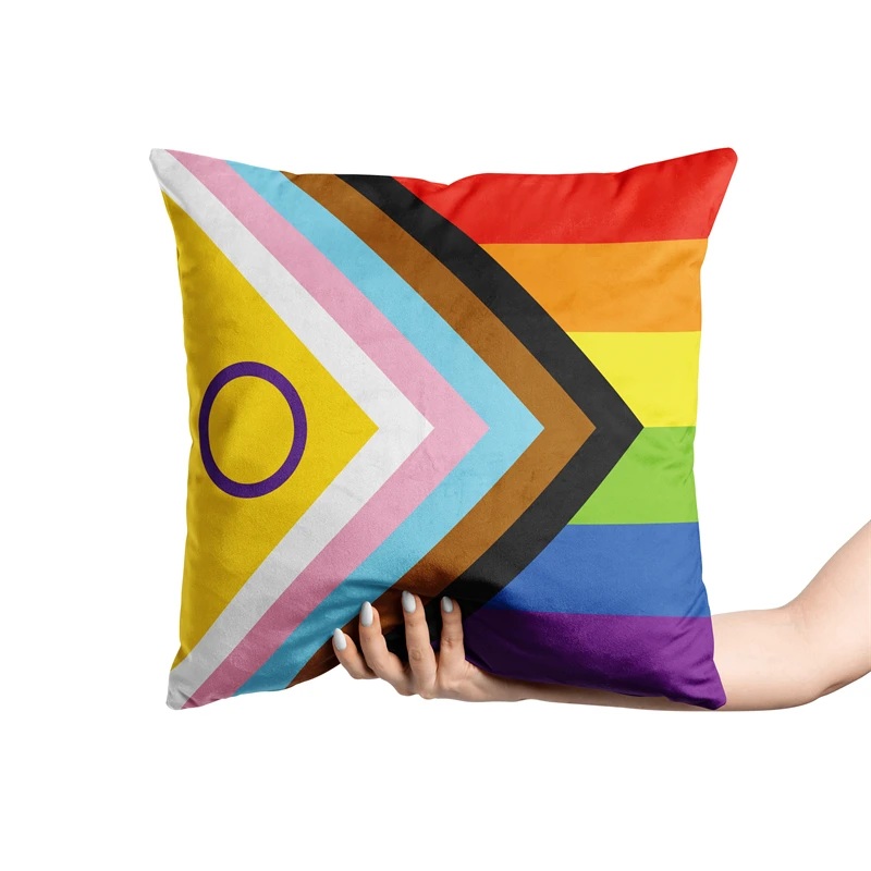 Aertemisi 18'' x 18'' Intersex Inclusive Pride Flag Arcobaleno LGBT Federe per cuscini Federe 45 cm x 45 cm