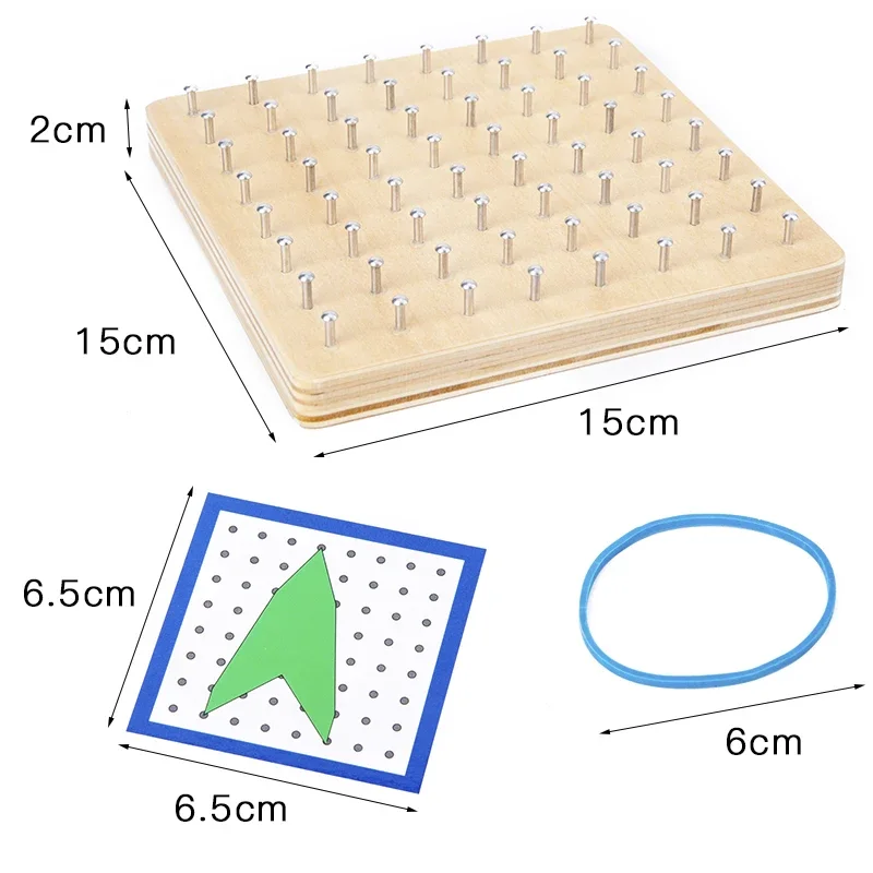 몬테소리 DIY 크리 에이 티브 장난감 기하학 그래픽 고무 네일 보드 카드 수학 교육 어린이를위한 어린이
