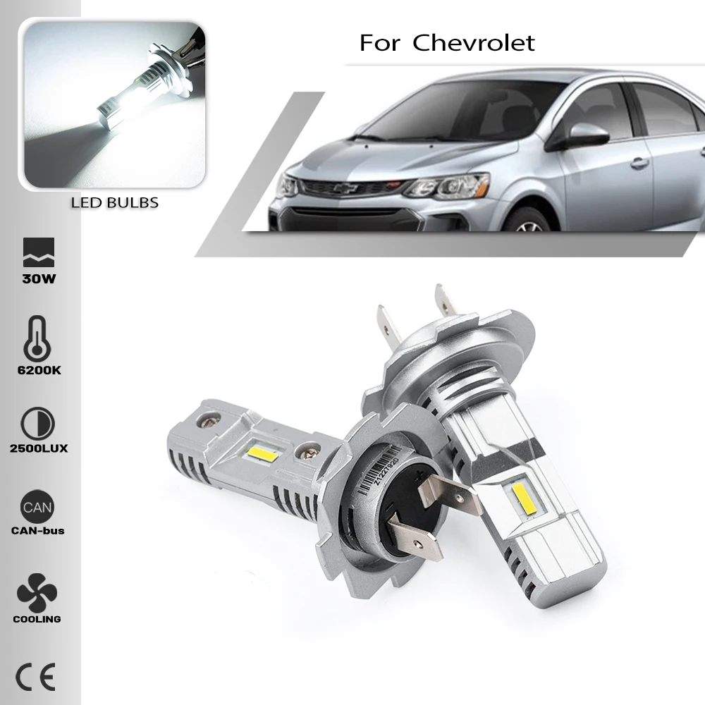 2PCS H7 Led Bulbs Car Headlights low high Beam 6500K White For CHEVROLET AVEO T300 2011- CHEVY CAPTIVA C100 C140 Colorado 1:1