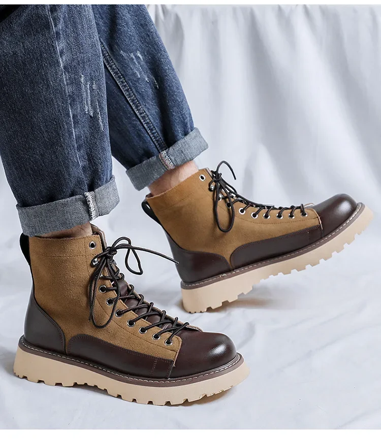 Leather Boots Men Brand Comfortable Retro British Style Fashion Ankle Boots