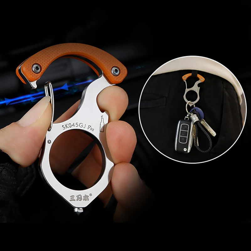 

Multi-Functional Self Defense Keychain Bottle Opener Keyring Stainless Steel Emergency Glass Breaker Survival Supplies