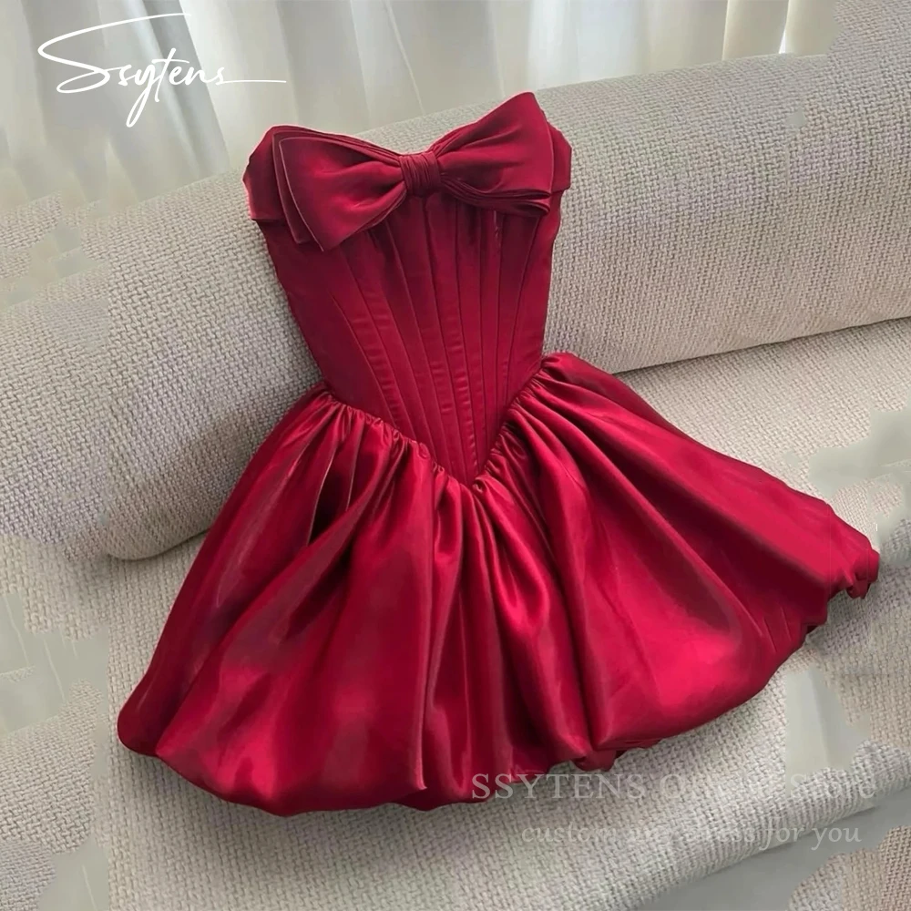 SSYTENS – Mini robe de mariée en Satin bordeaux, short, robes de soirée pour mariage civil, robes de mariée blanches personnalisées, 2026