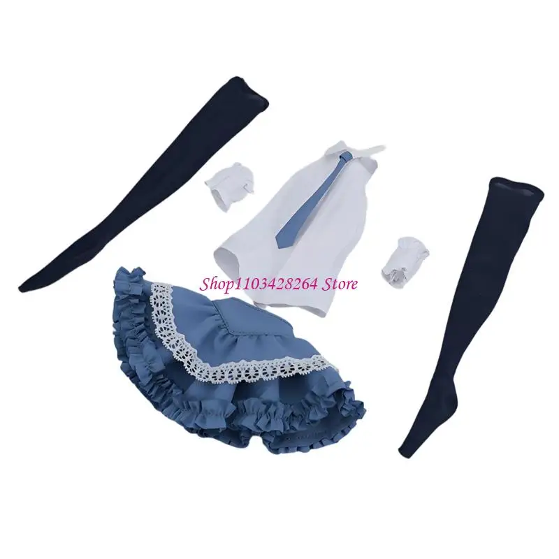

Beautiful School Girl Costume Set For 1/6 Dolls With Off Shoulder Top And Coordinated Skirt