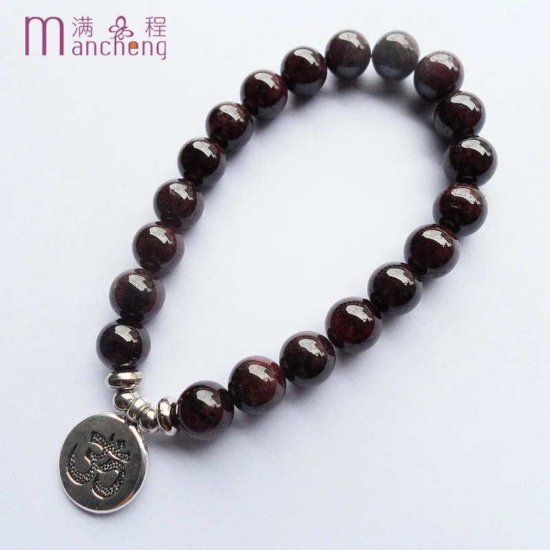 Tiki Official-website Muslim Tasbih Prayer Bead Elasticity OM Allah Bracelet Women Man 8MM Natural Garnet Islamic Pulseras Mujer