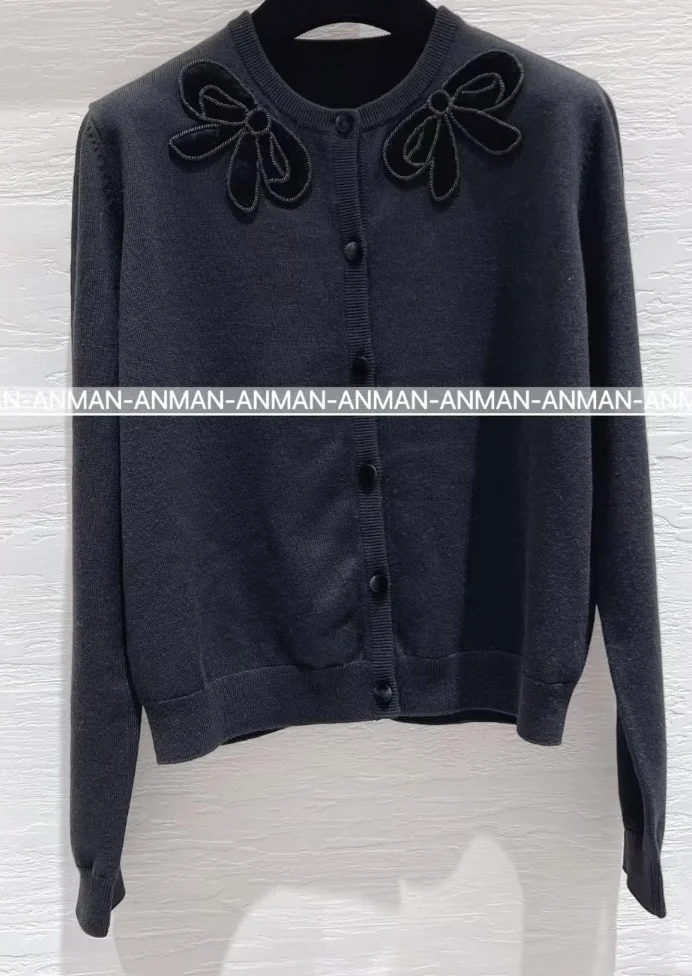 27ss knitted bow long sleeve brand designer cardigan clothing for women