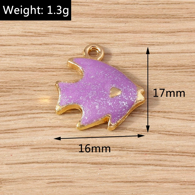 10pcs 16x17mm Cute Enamel Fish Charms Pendants for Jewelry Making Drop Earrings Necklace Bracelets DIY Handmade Crafts Supplies